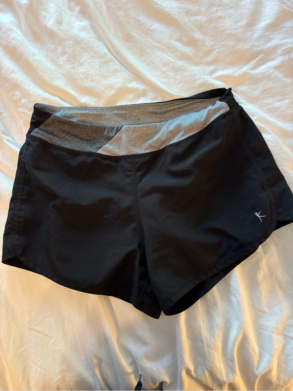 Black Athletic Shorts with Gray Waistband